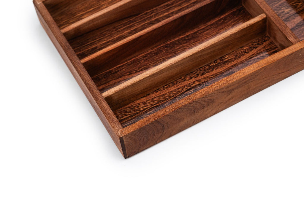Wood Utensil Holder & Flatware Organizer Tray