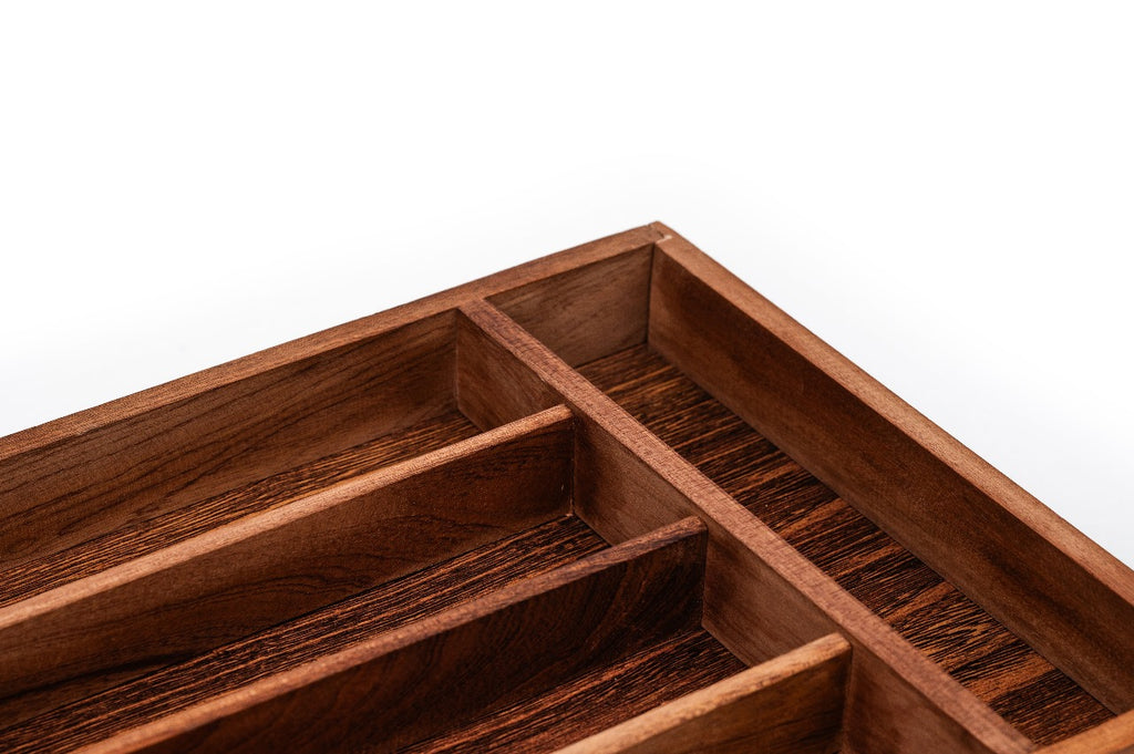 Wood Utensil Holder & Flatware Organizer Tray