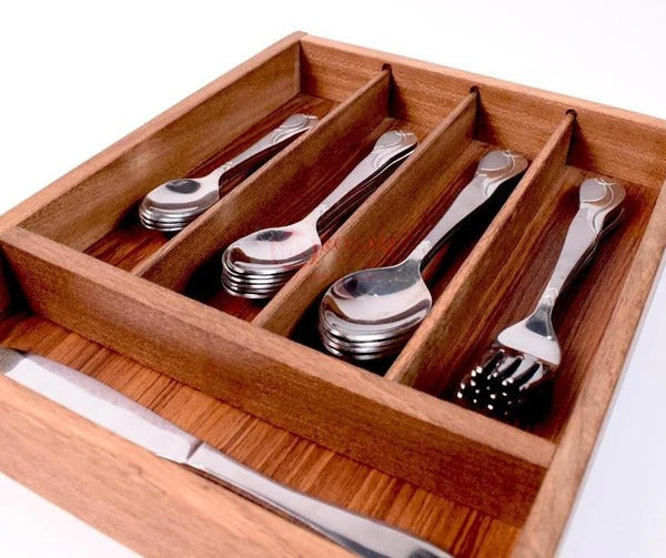 Wood Utensil Holder & Flatware Organizer Tray